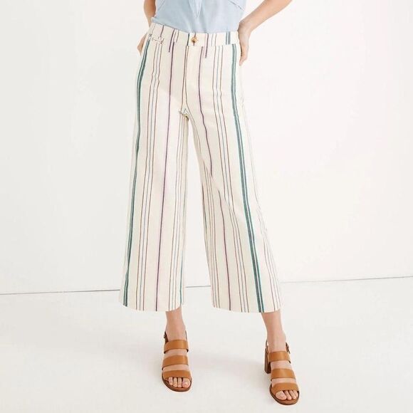 NWOT Madewell Emmmett wide leg High Rise Striped Crop Pants Sz 27 - Picture 1 of 8